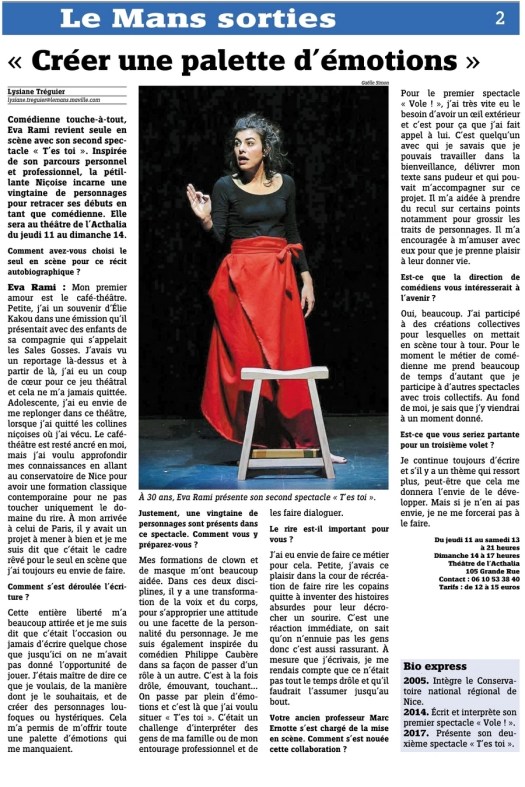 Eva RAMI T'es Toi Le Mans itvw